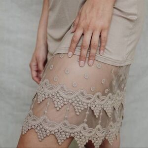 Elegant Beige Lace Skirt